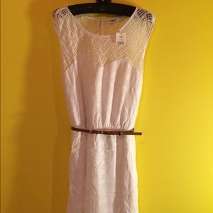 NWT Easter Dress!  Cato Off White W/Brn Belt SZ XL